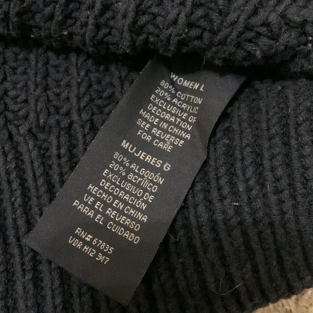 Nautica Cable, chunky net navy blue size large sweater - Picture 7 of 16